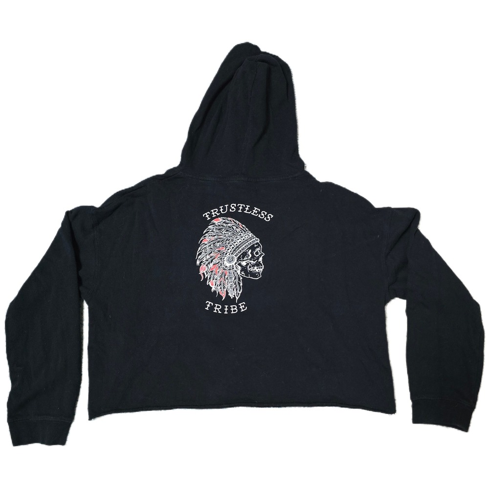 Independent Trading‎ Company Black Skull Graphic Crop Hoodie 2X hip hop (F)